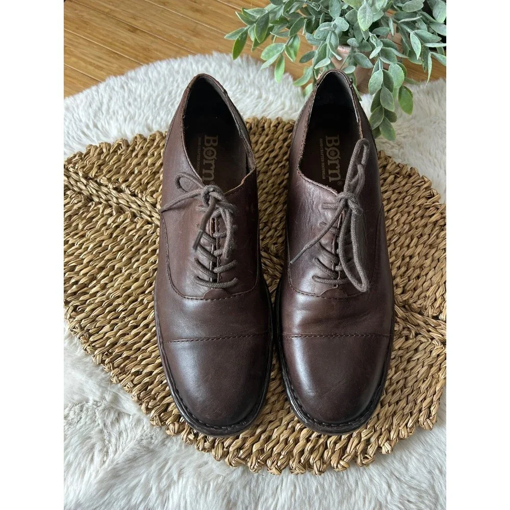 Born Brown Leather Casual Lace Up Oxford Shoes H64123 CBEF19 Men’s Size 10M